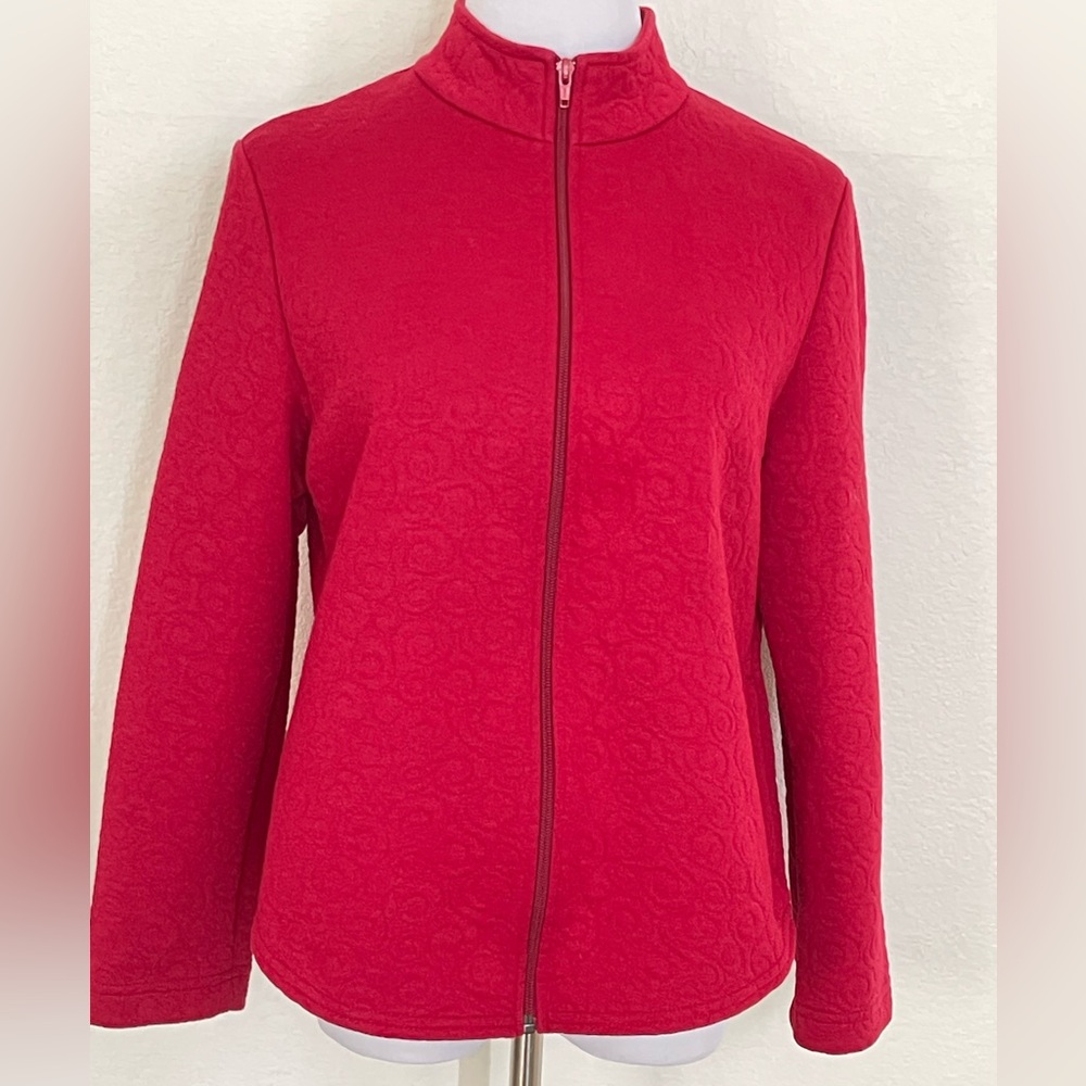 Red Quilted Full Zip Jacket Size Medium